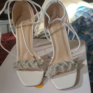 VENUS White and Silver Crystal Embellished Heels